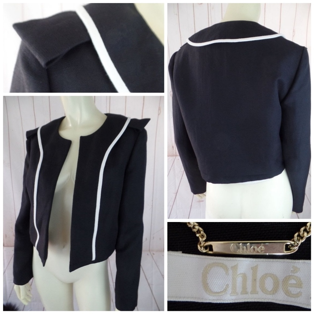 Chloe blazer jacket 36 Open Front Tab Shoulder - Picture 2 of 6